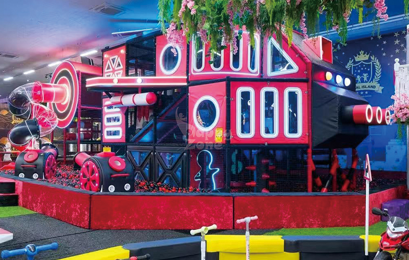 Red & Black Helicopter-Themed Custom Indoor Playground