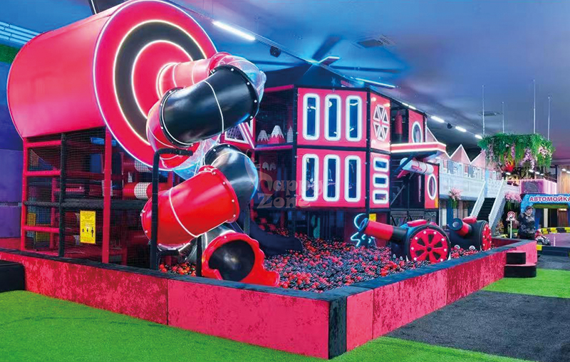 Red & Black Helicopter-Themed Custom Indoor Playground