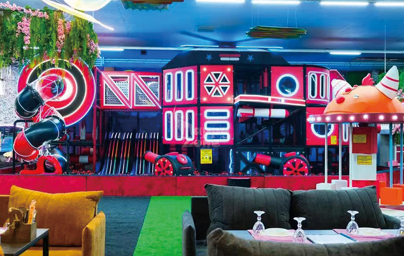 Red & Black Helicopter-Themed Custom Indoor Playground