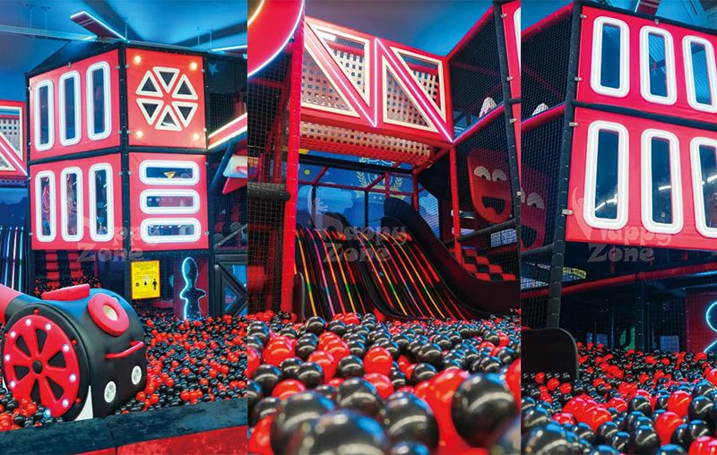 Red & Black Helicopter-Themed Custom Indoor Playground