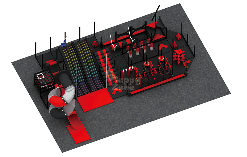 Red & Black Helicopter-Themed Custom Indoor Playground