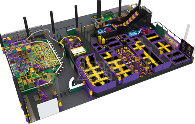 Purple and Yellow Dynamic Trampoline Park