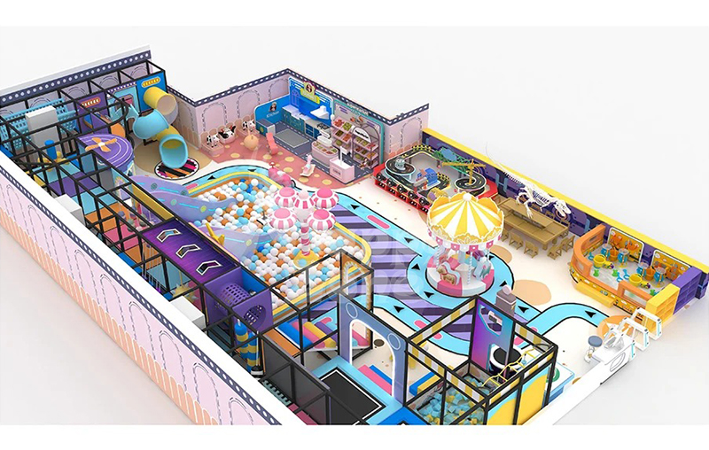 Carnival & Adventure Themed LED Indoor Playground Multi-Zone Commercial Soft Play Equipment for Family Entertainment Centers