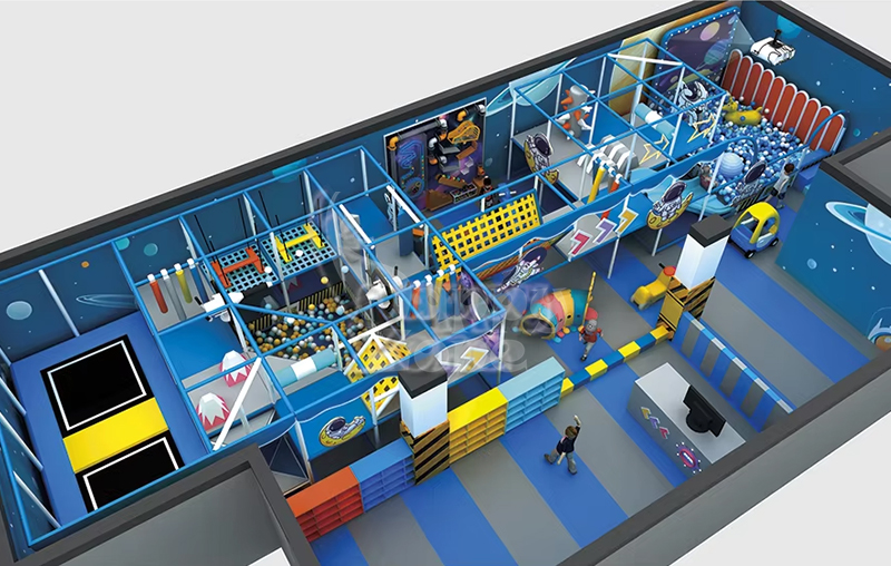 Custom Blue Indoor Playground with Obstcale Games for Kids Interactive Indoor Playground Equipment For Sale