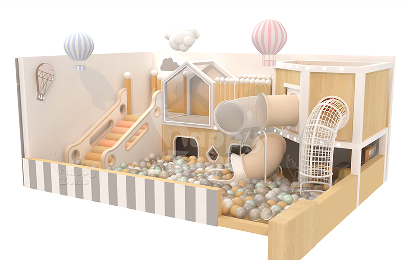 Custom Commercial Mini Indoor Playground for Cafe Wooden High Quality Soft Play Set with Ball Pit Slide and Climbing Stcruture