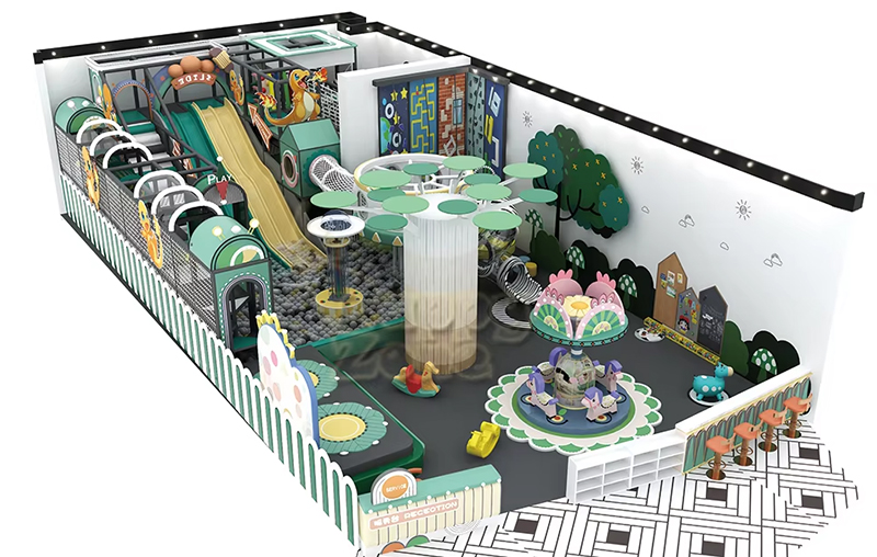 Forest Themed Indoor Playground with Climbing Wall and Big Slide for Amusement Park and Shopping Mall