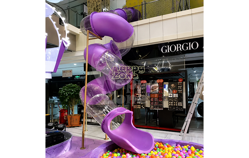 Commercial Transparent Acrylic Spiral Tube Slide for Indoor Playgrounds and Shopping Malls
