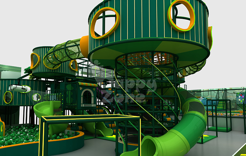 Commercial Forest Theme Indoor Playground and Trampoline Park for Family Entertainment Centers