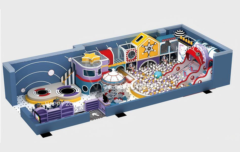 modern cartoon town style indoor soft play park with big ball pit slide merry go round and multi function play zones for mall family entertainment center