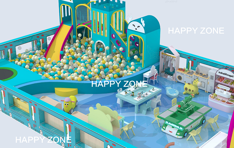 Custom Macaron Montessori Indoor Soft Playground Equipment | Commercial Kids Play Center with Ball Pit, Slide, Pretend Role Play House, Art Table for Kindergarten, Mall & Family Daycare