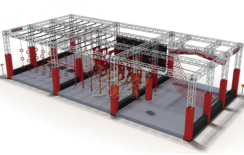 Commercial Indoor Ninja Warrior Obstacle Course With Aluminum Truss Frame Custom Ninja Challenge Playground Equipment